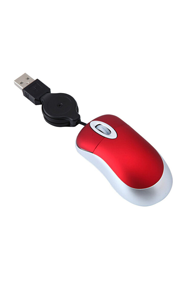 ماوس USB صغير أحمر اللون مزود بأسلاك تمديد بطول 70 سم، فأرة بصرية بدقة 1000 نقطة في البوصة، 3 أزرار، لأجهزة الكمبيوتر الشخصية واللاب توب