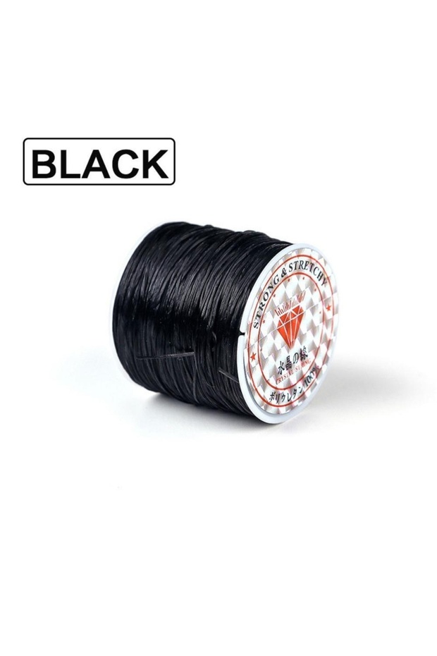 black 50M Mixed Color Transparent Crystal Elastic Thread - Strong Beading Cord for Bracelet Making,