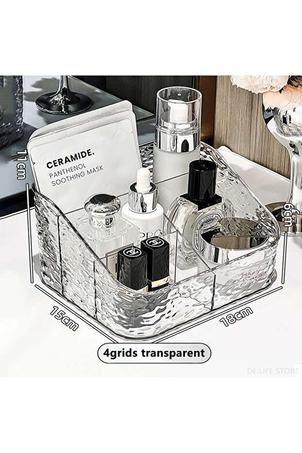 4 grids transparent Cosmetic Storage Box For Vanity Makeup Organizer Clear Acrylic Skincare Organise