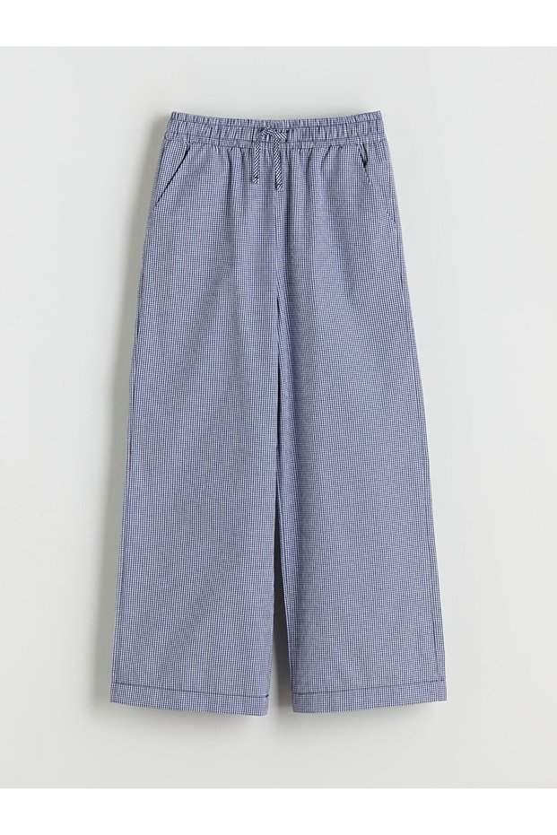 Two Mt Shop Quality Lcw Kids Navy Blue Plaid Girls' Pants with Elastic Waist