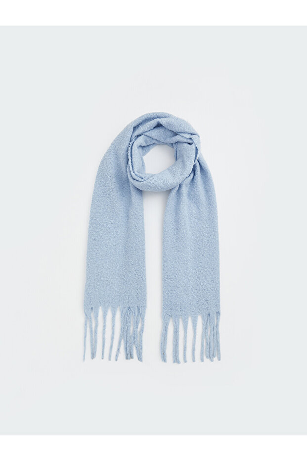 Alita City Lcw Accessories Blue Knitwear Plain Women's Scarf with a Difference