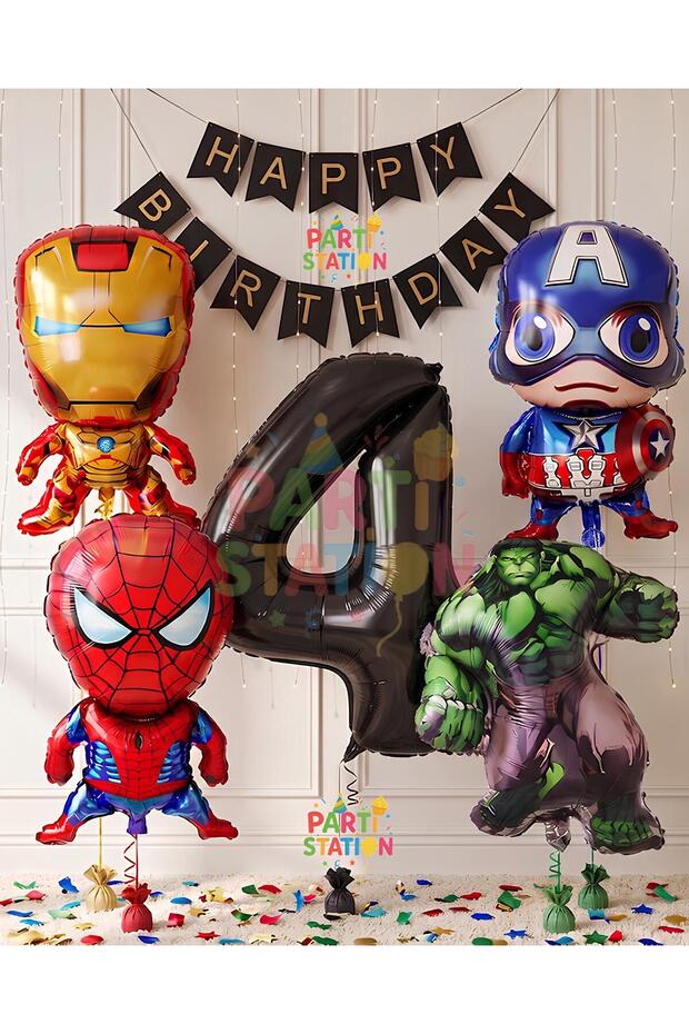 Avengers Concept 4 Year Old Balloon Set Avengers Hulk Iron Man Captain America Spider-Man Balloon Set