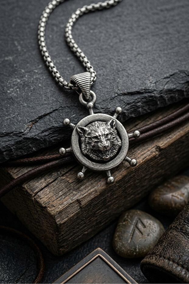Wolf Helm Handcrafted Stainless Steel Chain Men Necklace