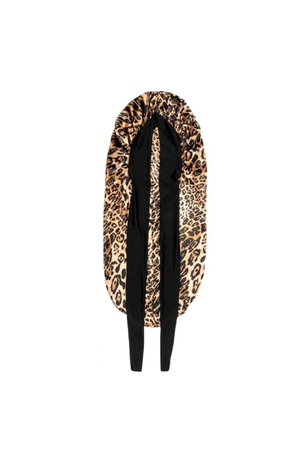 Leopard Print Women Silk Nightcap Suitable for All Hair Styles Large Long Satin Soft Hat for Protect