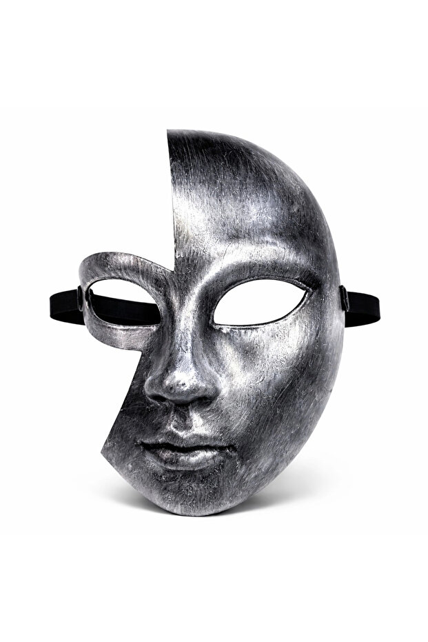 Antique Effect Silver Half Face Plastic Party Mask (5263)