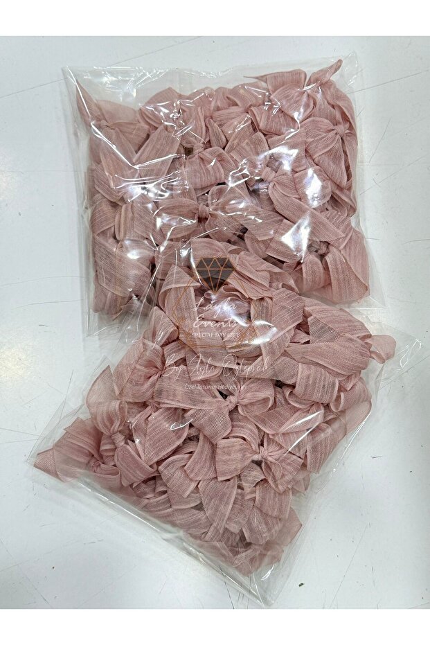 Linen Ribbon Ready Bow -20 Pieces-Powder