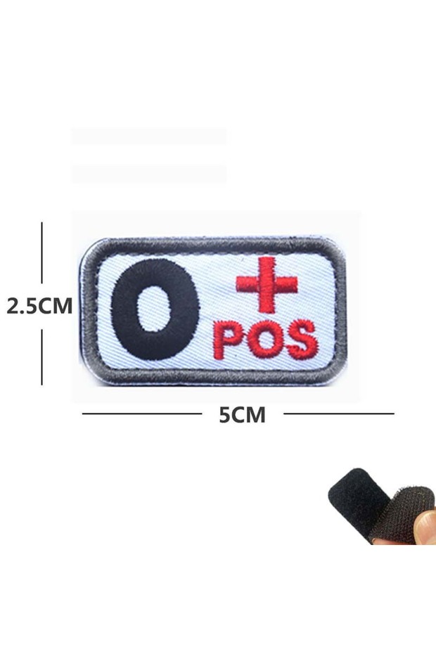04-White O POS 5*2.5CM Small Patch with Hook and Loop Blood Type A B AB O POS NEG Tactical Badges Fa