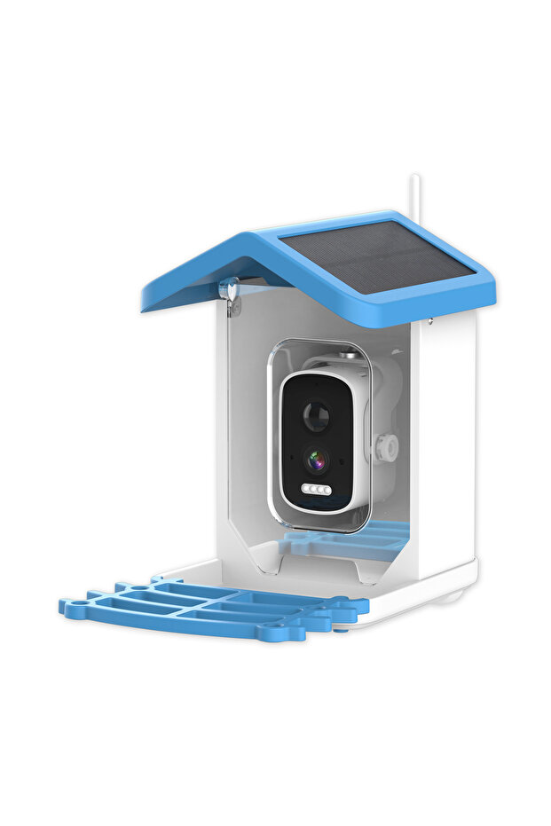 Sapphire Blue 1.5L Outdoor Smart Bird Feeder 4MP HD AI Recognition Solar Low Power Extra Long Standb