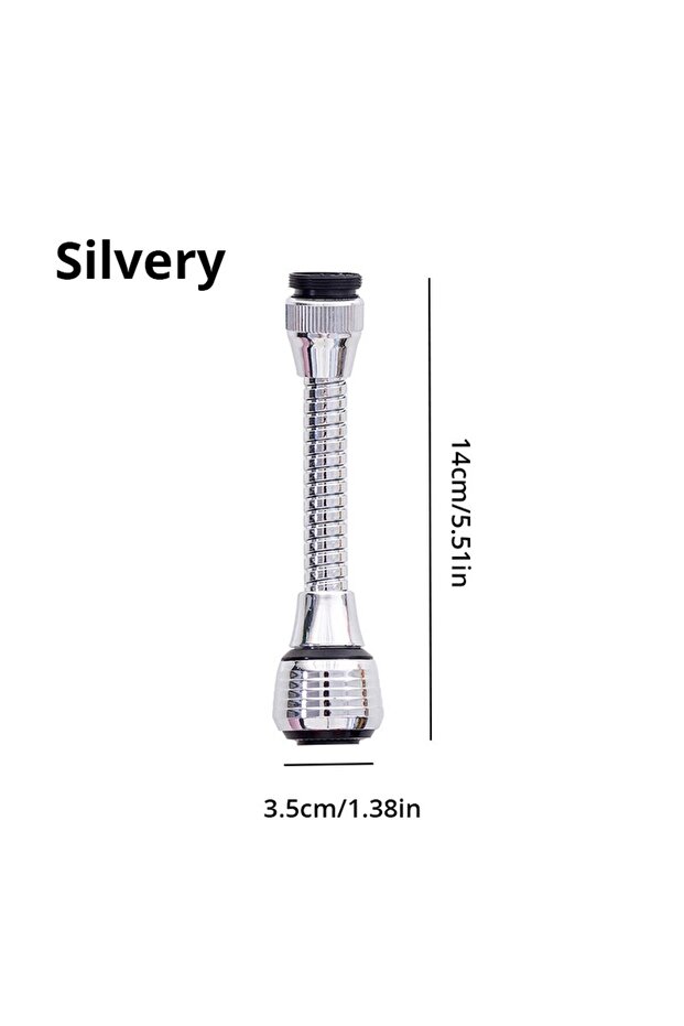 silvery 1pc Rotable Foaming Faucet Extender, Stainless Steel Elastic, 360 Degree Rotation For Faucet
