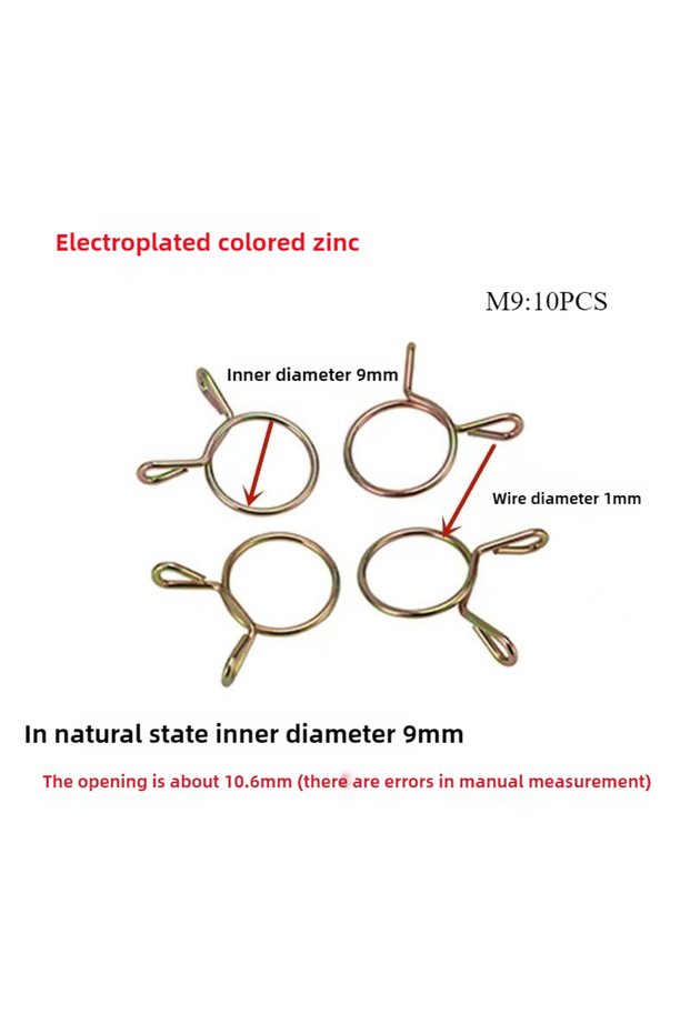 M9 10PCS 10/20/50pcs Petrol Hose Spring Clamps 5~14mm Zinc Plated Pipe Clips Fuel Line Petrol Pipe F