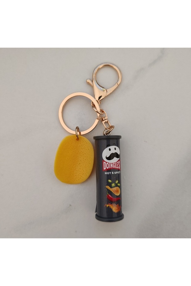 5cm C Creative Potato Chip Keychain - Realistic Resin Snack Potato Chip Hanging Decor - Potato Chip