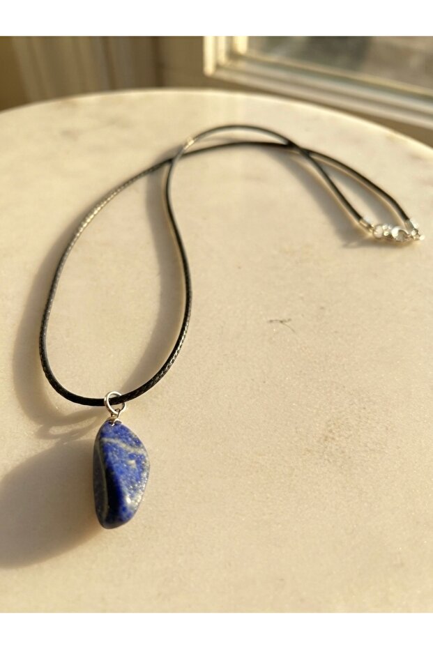 Lapis Lazuli Natural Stone Leather Cord Necklace