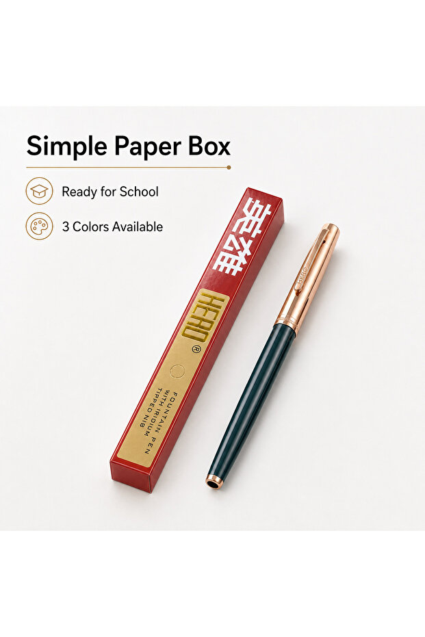 F Green Hero 336Retro Fountain Pen Classic Design Fine 0.38mm Iridium Nib Smooth Writing Consistent