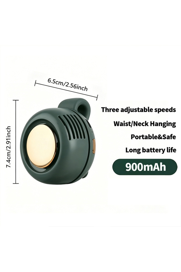 MF19L Mini Whirlwind Leafless Fan 3-Speed Silent Strong Wind USB Rechargeable Handsfree Waist Clip H