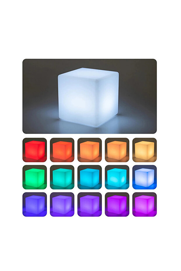 مصباح LED مقاوم للماء والصدمات، مقاس 8x8 سم، مزود بـ 16 لونًا، قابل للشحن عبر منفذ USB، مع جهاز تحكم عن بعد، مثالي لصنع مكعب روبيك.