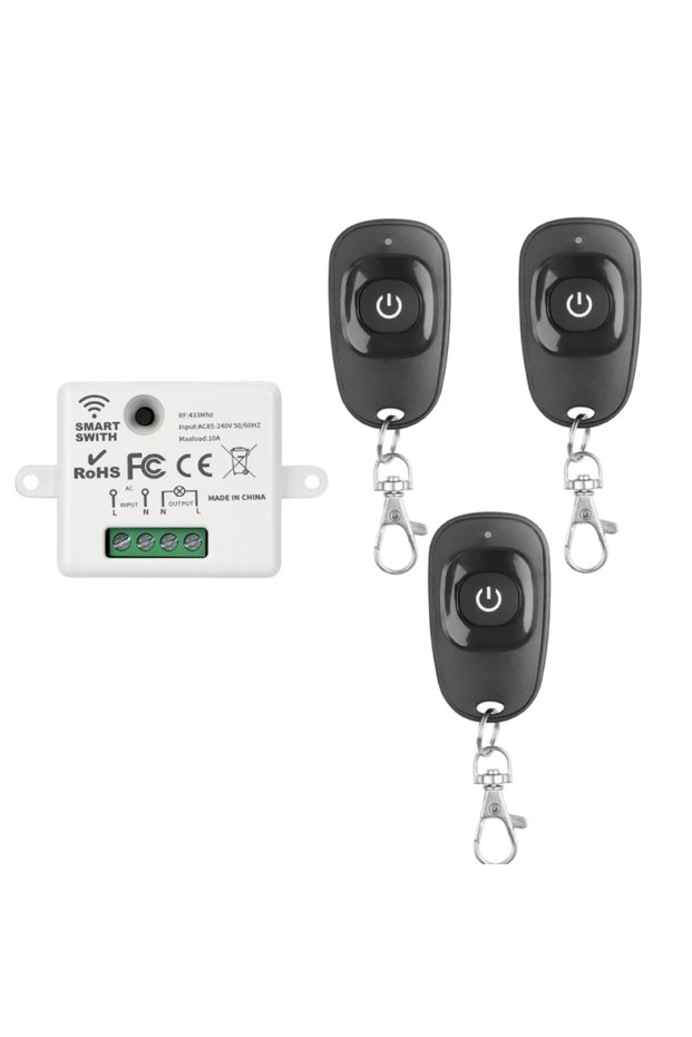 3Remote 1Receiver 433Mhz Universal Wireless Remote Control Switch 110V 220V 10A Relay Mini