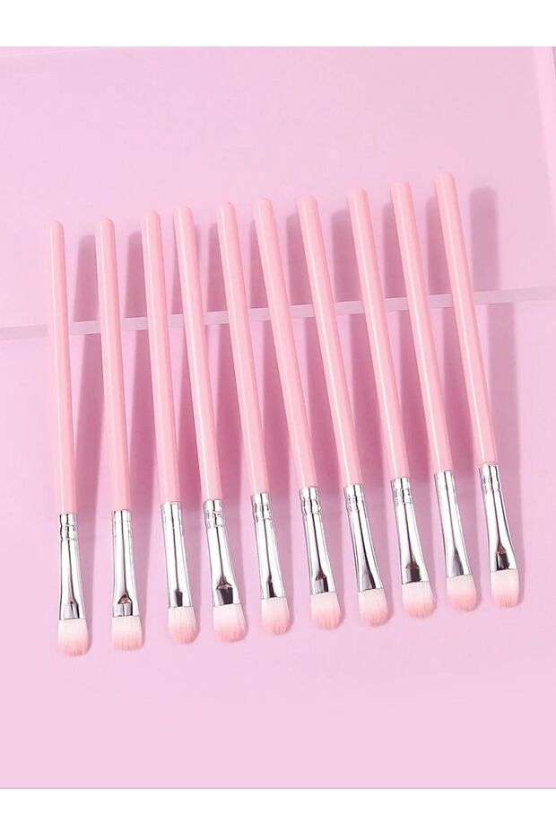 Pink 10pcs Pink Makeup Brush Set for Beginners, Eyeshadow Brush, Highlight Brush, Eye Makeup Details