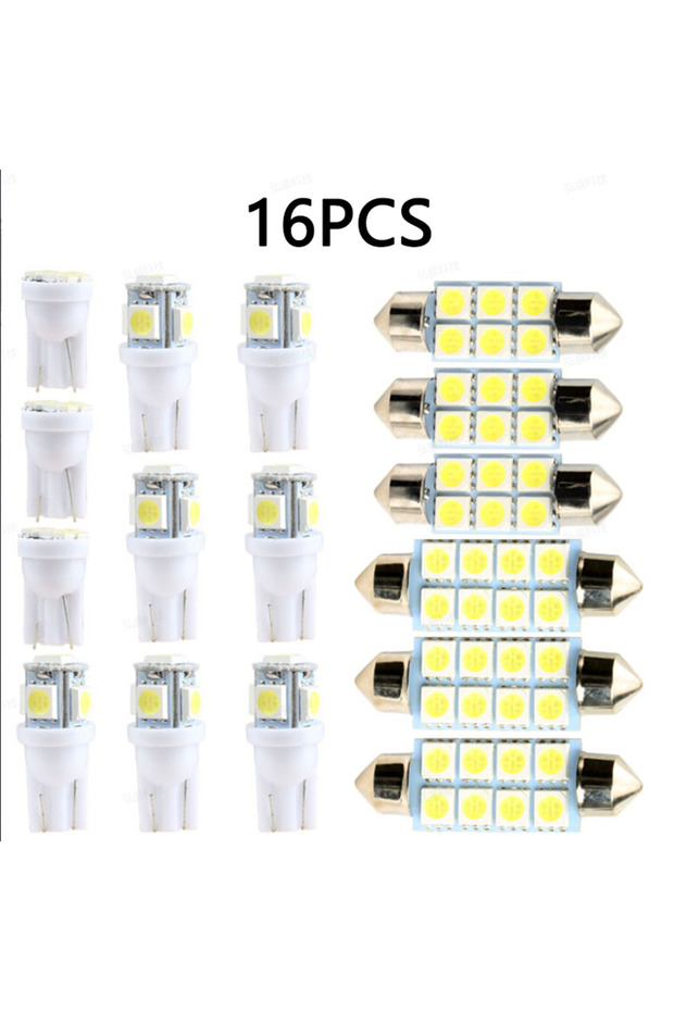 16PCS white TCYATO 42Pcs LED Car Interior Lights T10 6000K SMD LED Replacement License Plate/Reading