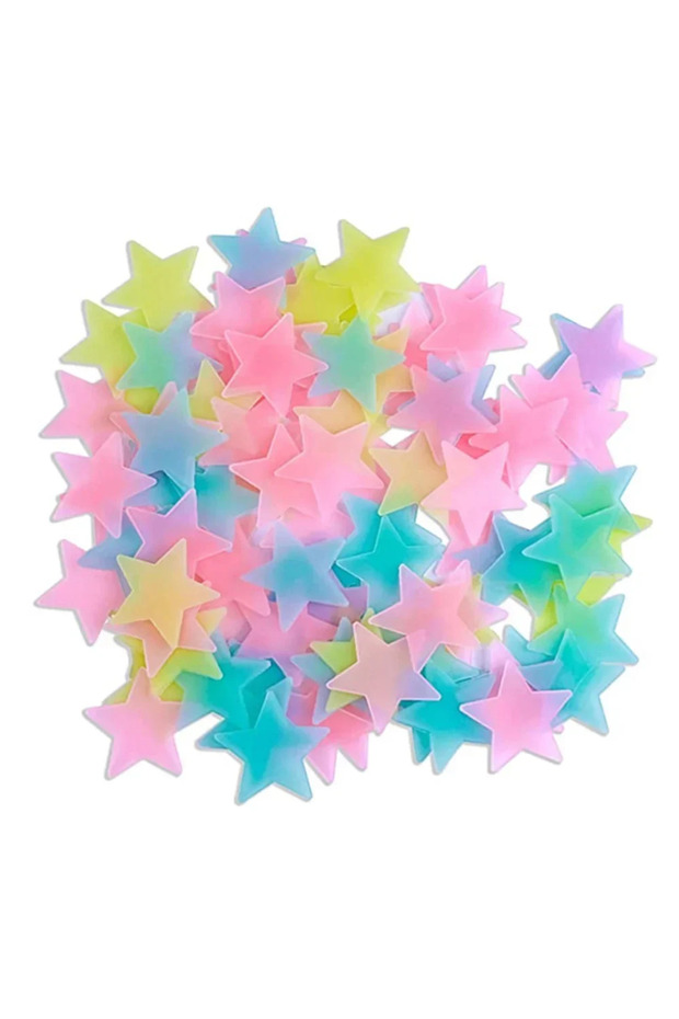 Multicolor 50X Glowing 3D Stars Glow in Dark on Wall Stickers Kids Baby Room Bedrooms Ceilings Home