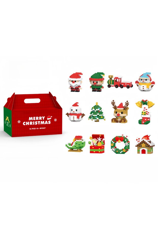 with-box 12 in 1 Xmas Blocks Knew Built Christmas Micro Mini Building Blocks Toys - Santa Claus, Chr