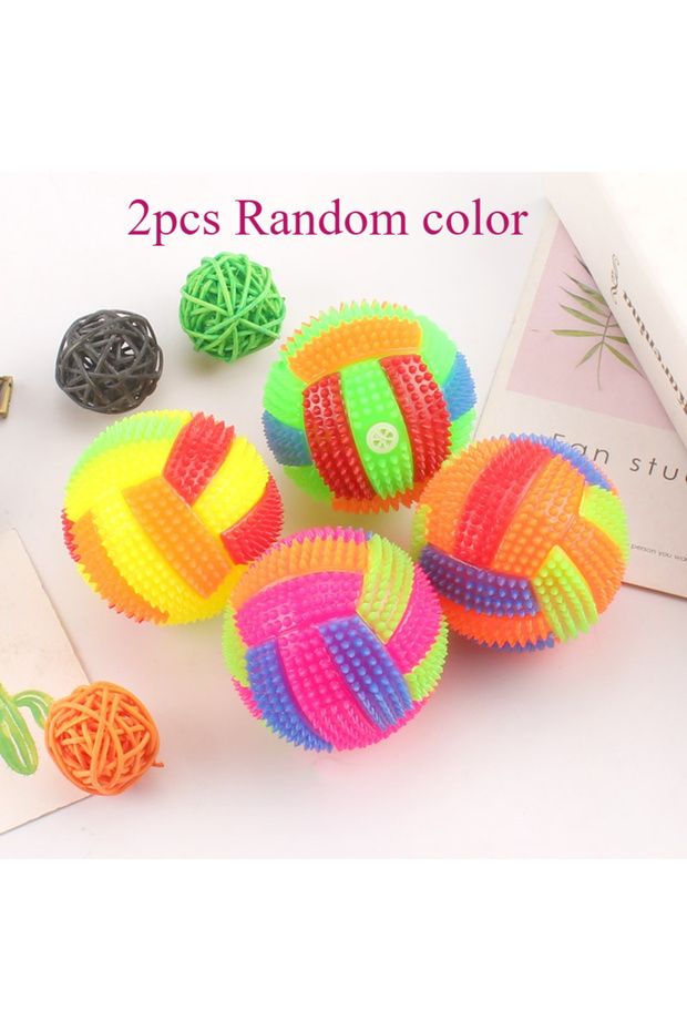 2pcs Random color 2pcs Glowing Ball Dog Toy Led Puppy Bouncy Chew Dog Ball Molar Toy Pet Color Light