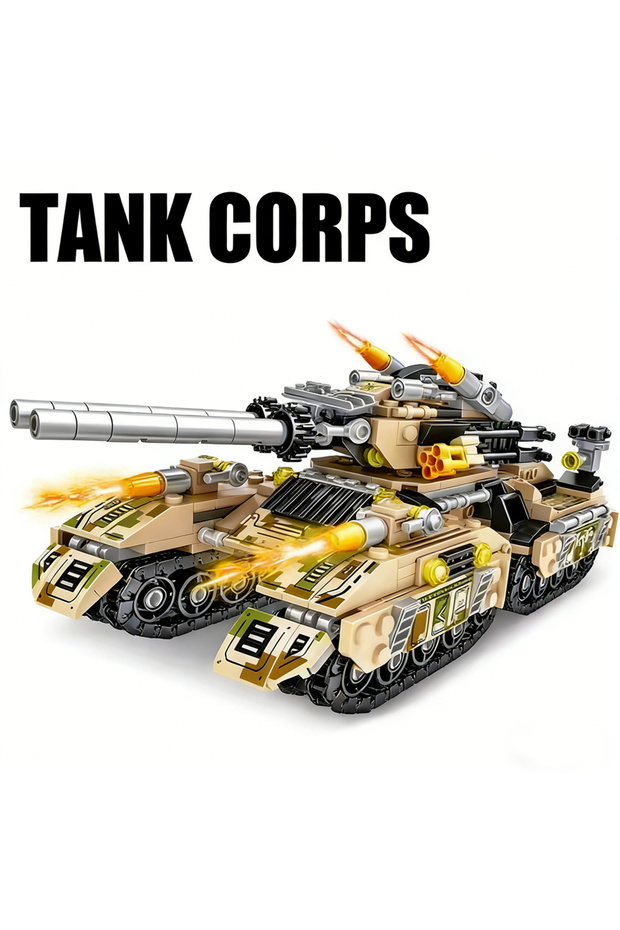 NO BOX yellow tank 2026 WW2 Military Vehicle Tank 8in1 Airplane Truck Model Building Blocks DIY Bric