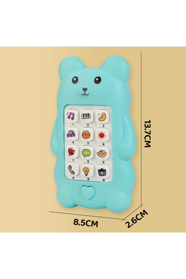 Green Cute Bear Baby Phone Toy Music Sound Telephone Sleeping Toys Simulation Phone with Lights Kids