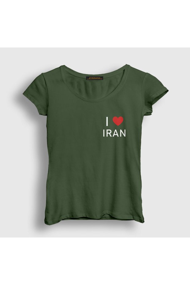 Women's Khaki I Love Iran Iran T-Shirt 592139Tt