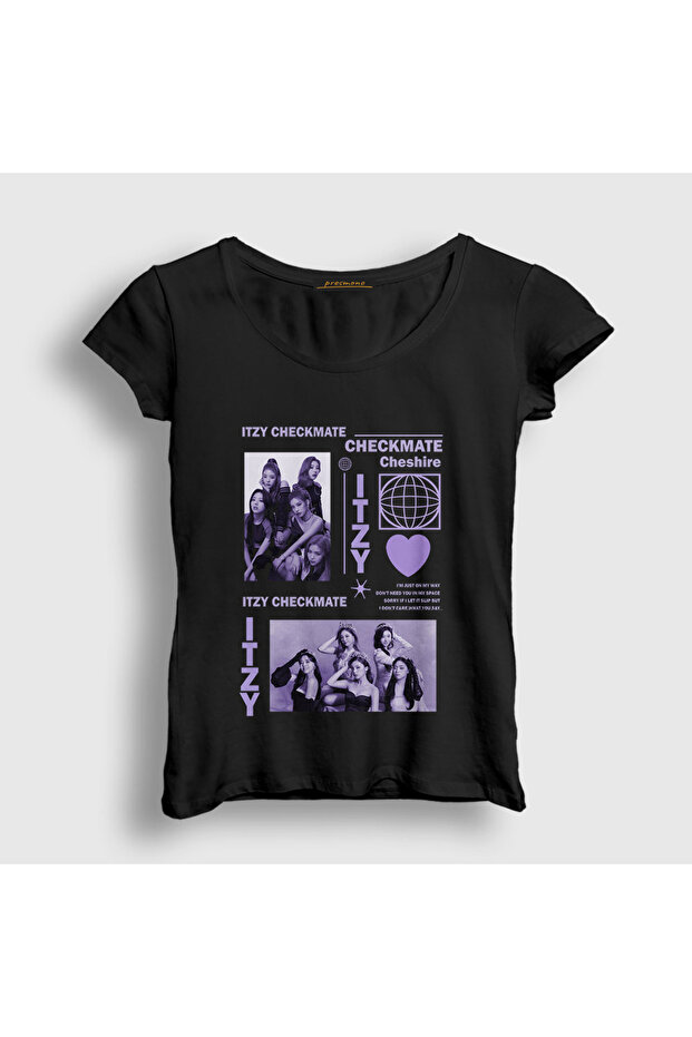 Women's Black Poster K Pop Itzy T-Shirt 579243Tt