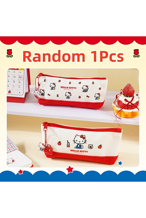 Joytop Random 1Pcs Genuine Sanrio Hello Kitty Canvas Zipper Pouch Pack Cartoon Makeup Bag Pencil Cas