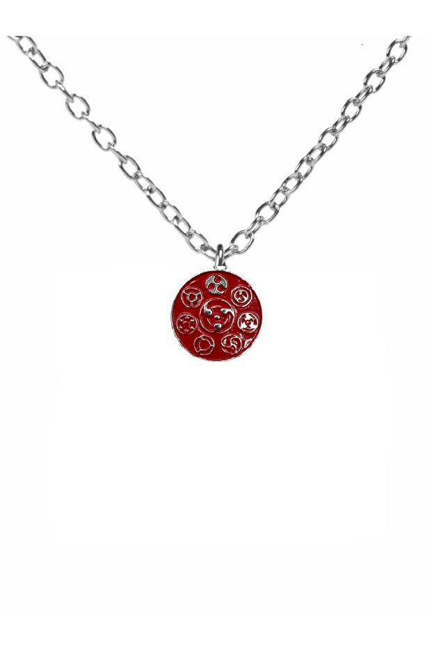 Naruto Red Symbol Metal Necklace – Unisex Anime Jewelry with 60 cm Chain