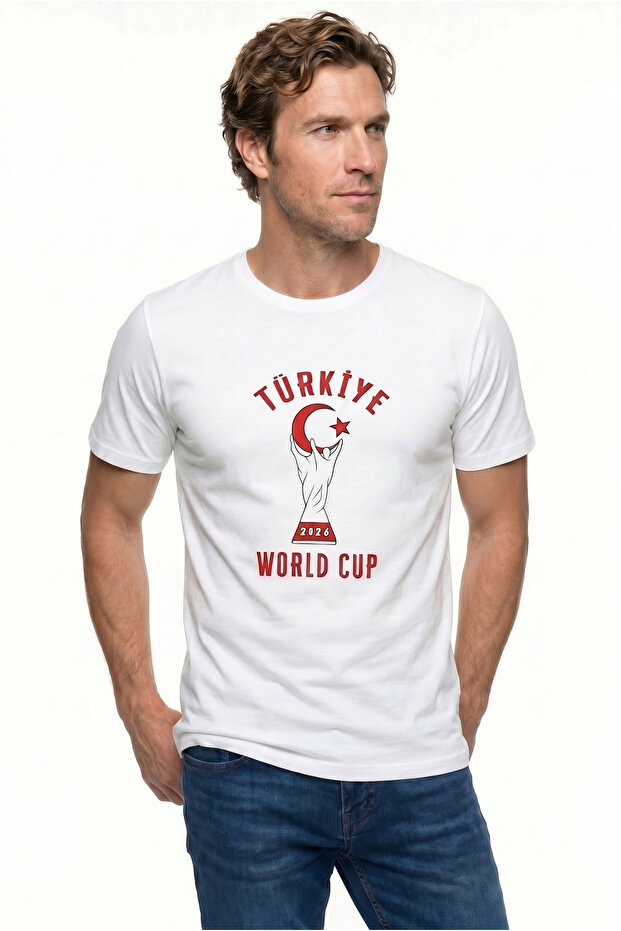 Crew Neck Regular Fit 100% Cotton World Cup Special Printed T-Shirt
