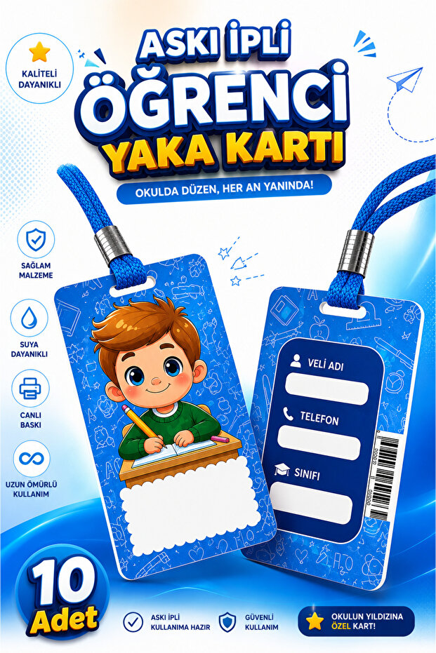 Men's Student Id Card with Strap 10 Pieces