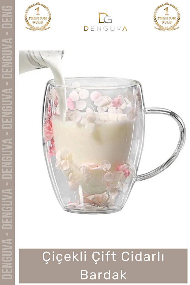 # Borosilicate Glass Cup Floral Heat-Resistant Design Mug Luxury Double Walled Handmade Cup