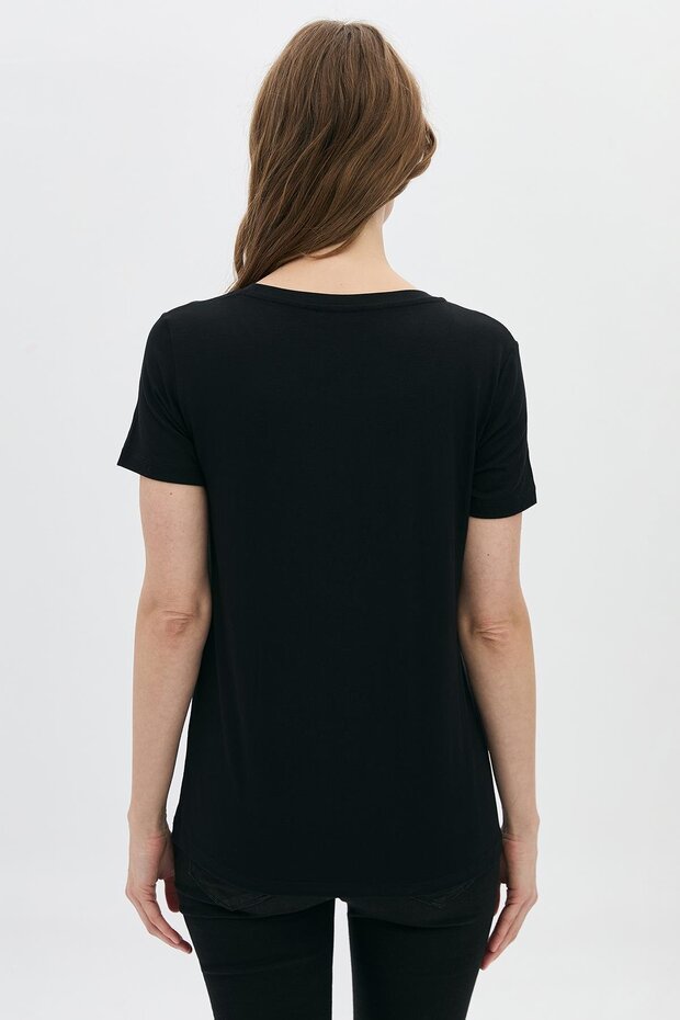 Basic Viscon Zero Neck Tshirt - 1