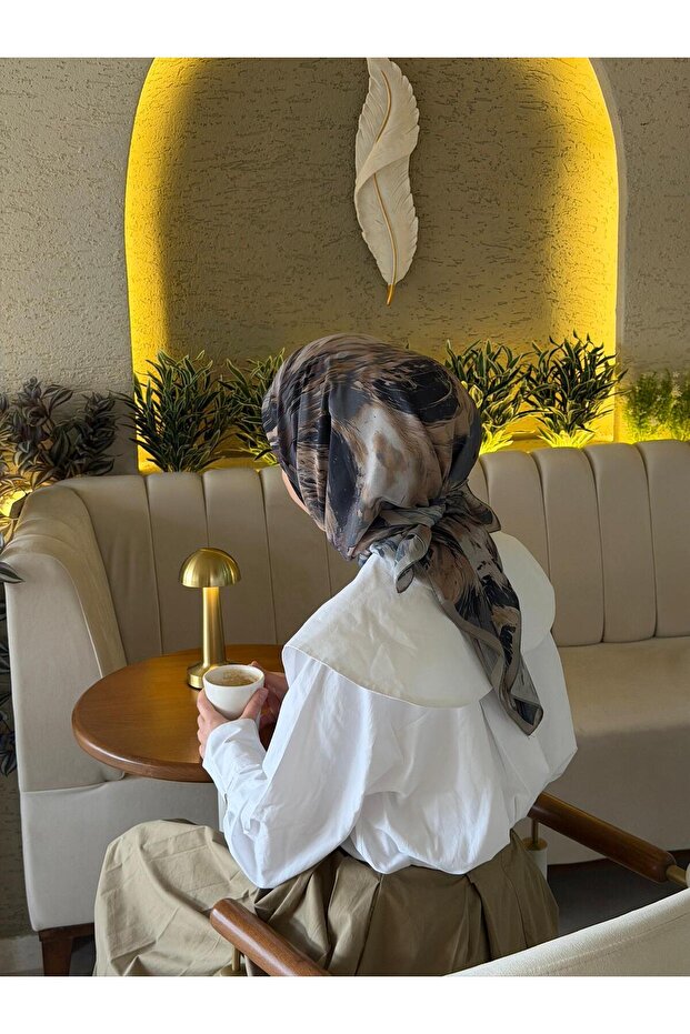 وشاح قطني ناعم بنمط لارا - أنثراسايت - 7