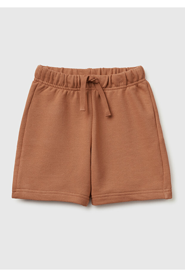 Boy's Brown Sweat Shorts with Back Pocket Logo