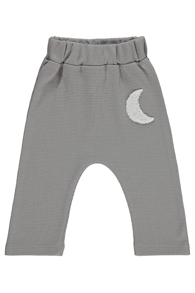 Crescent Printed 6-18 Months Single Bottom Baby - Gray