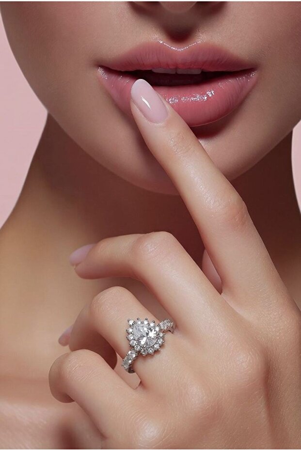 Adjustable Heart Figured Zircon Stone Ring