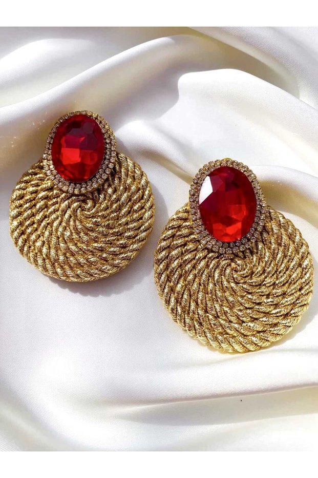 Special Design Handmade Red Stone Earrings