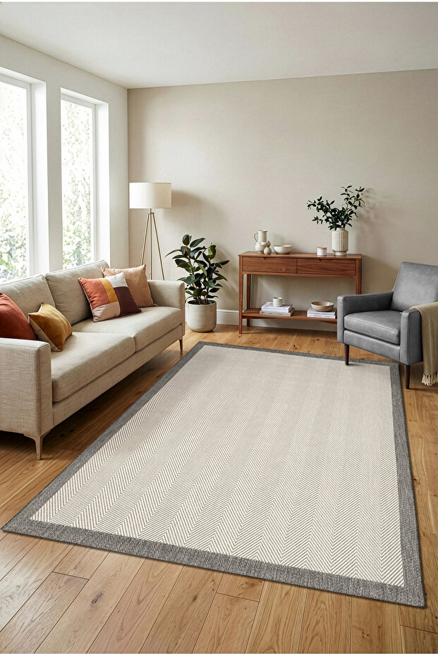 Kilim Wicker Carpet Non-Slip Base Machine Washable Dust-Free Framed Sisal