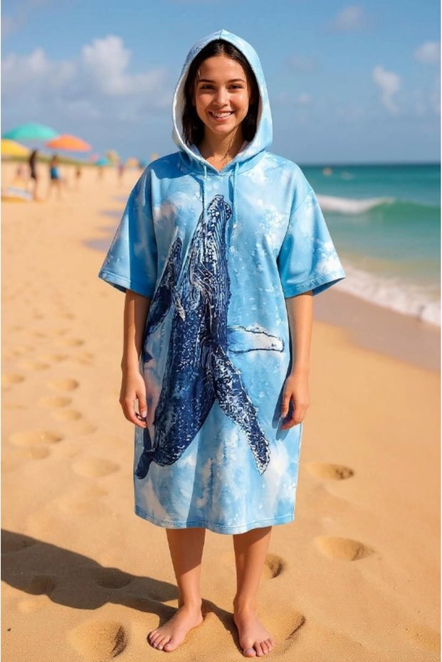 Whales Color Digital Printed Cotton Adult Unisex Panco