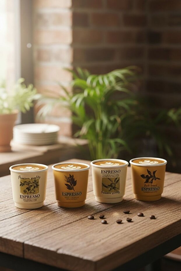 Mien 4-Piece Art Porcelain Espresso Cup Set – Coffee Cup Set Modern Design Latte 260.8 ml