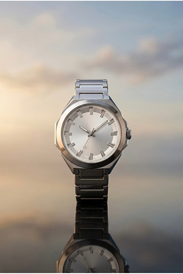 Men's Steel Watch Silver Case & White Dial Modern Design Luxury Stylish Men's Wristwatch | Premium Luxury Edition 2026