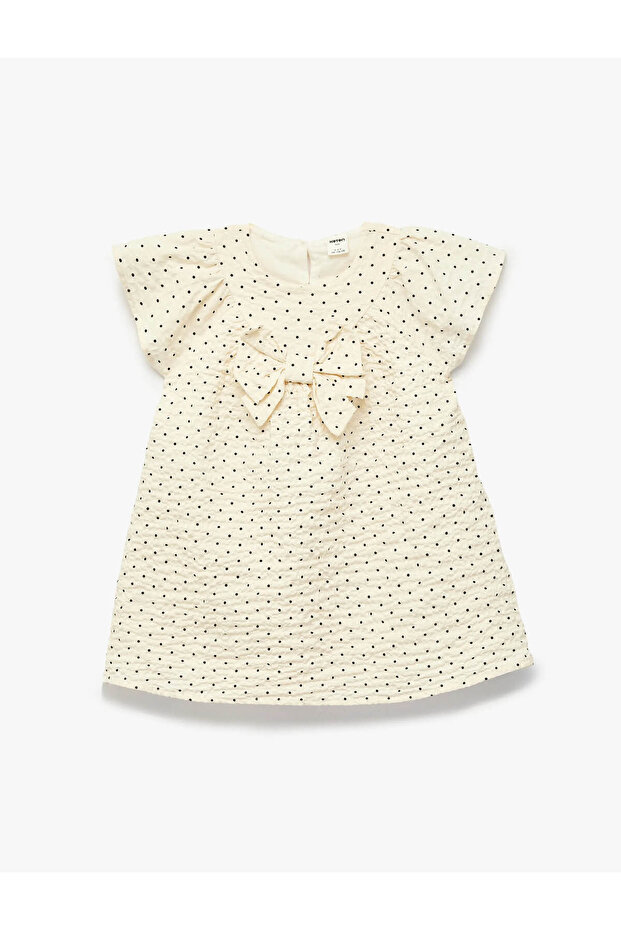 Bow-Tie A-Line Polka Dot Ecru Baby Girl Dress 6Smg80093Aw