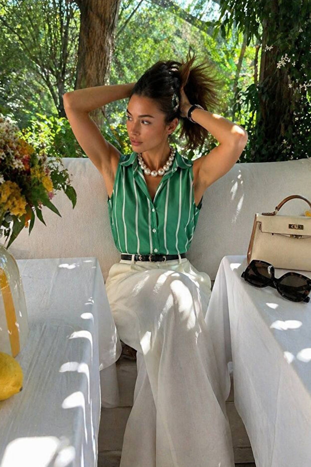 Women's Shirt Collar Striped Shirt