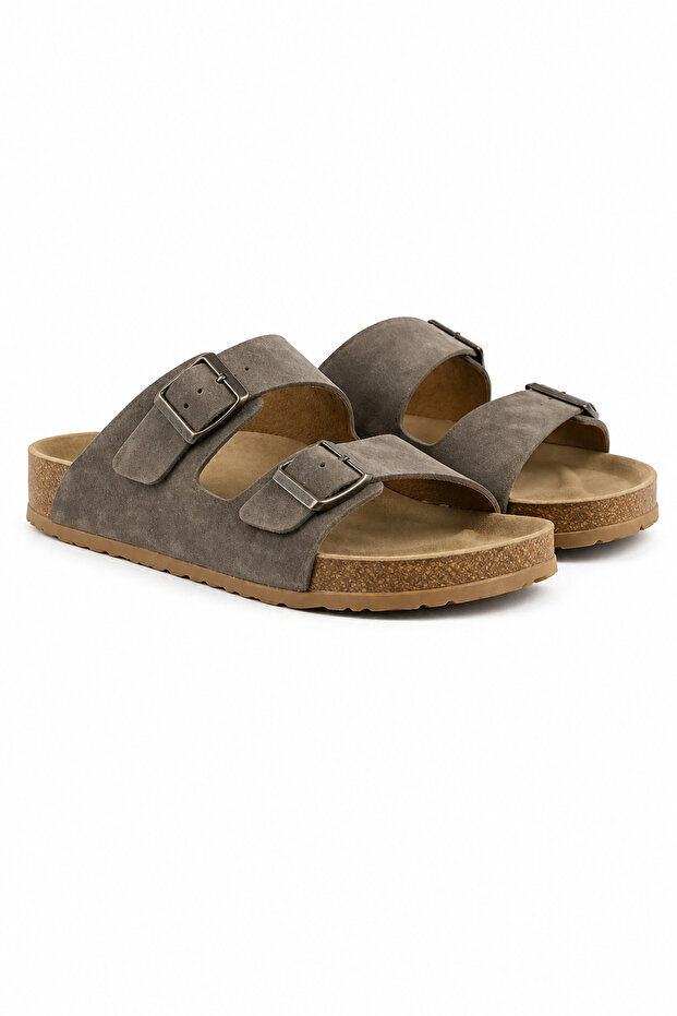 Unisex Full Orthopedic Cork Sole Double Buckle Slippers