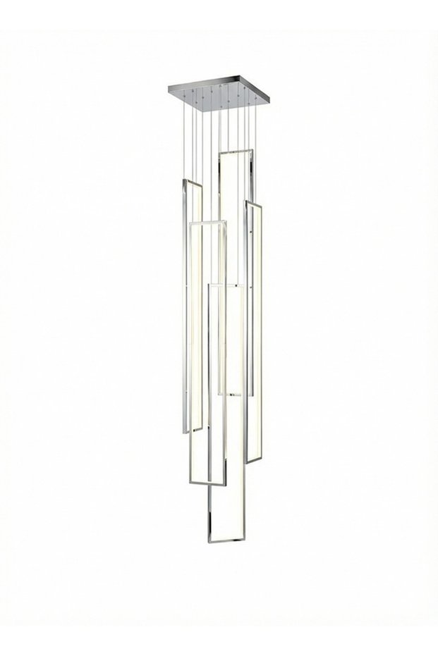 Modern Lighting, Chandelier, Chrome Color, D:40+100*10,H:200 cm, Suitable for stairs, villas, lobby, living room, Adjustable height