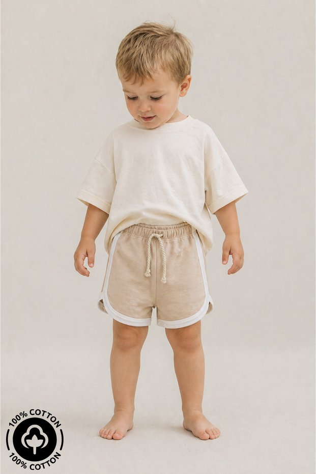 Unisex 100% Cotton Baby Kids Summer Shorts with Lacing Detail