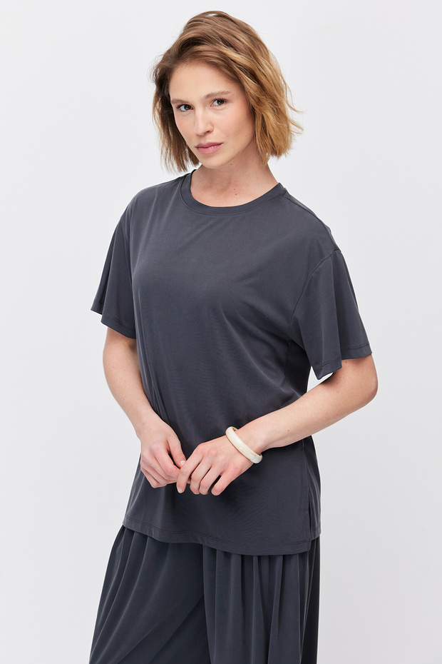 Women's Soft Textured T-Shirt with Side Slits